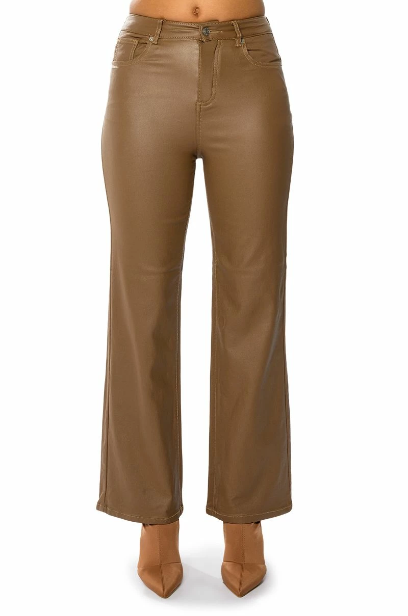 OFF DUTY FLEECE LINED LEATHER LOOK COATED STRAIGHT LEG PANT 4 OFF DUTY FLEECE LINED LEATHER LOOK COATED STRAIGHT LEG PANT - Image 4