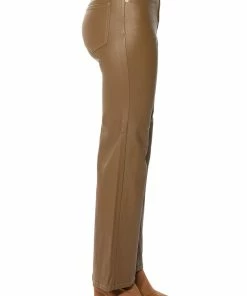 OFF DUTY FLEECE LINED LEATHER LOOK COATED STRAIGHT LEG PANT 11 OFF DUTY FLEECE LINED LEATHER LOOK COATED STRAIGHT LEG PANT -FINESSE-shop off duty fleece lined leather look coated straight leg pant brown 5 5