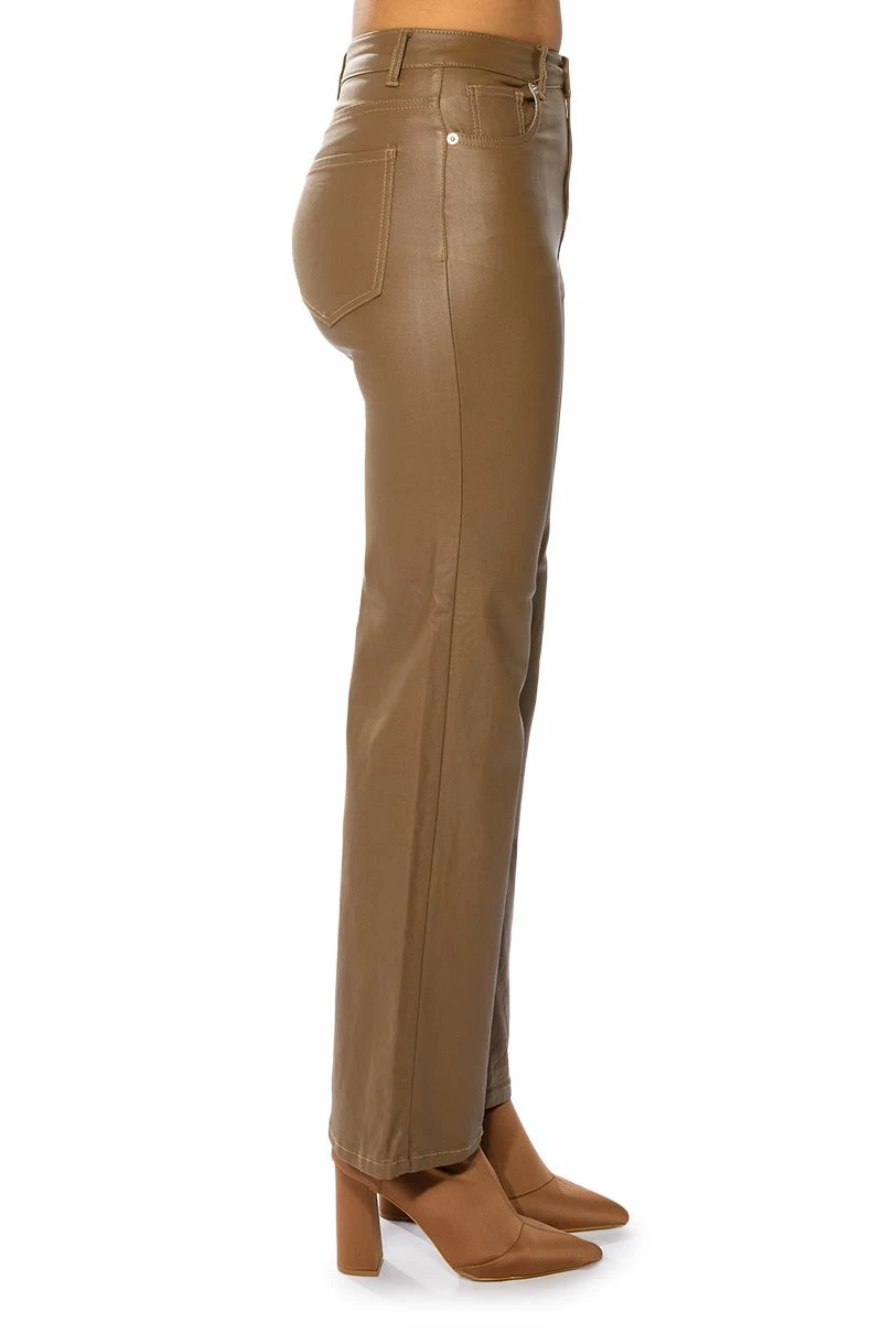 OFF DUTY FLEECE LINED LEATHER LOOK COATED STRAIGHT LEG PANT 5 OFF DUTY FLEECE LINED LEATHER LOOK COATED STRAIGHT LEG PANT - Image 5