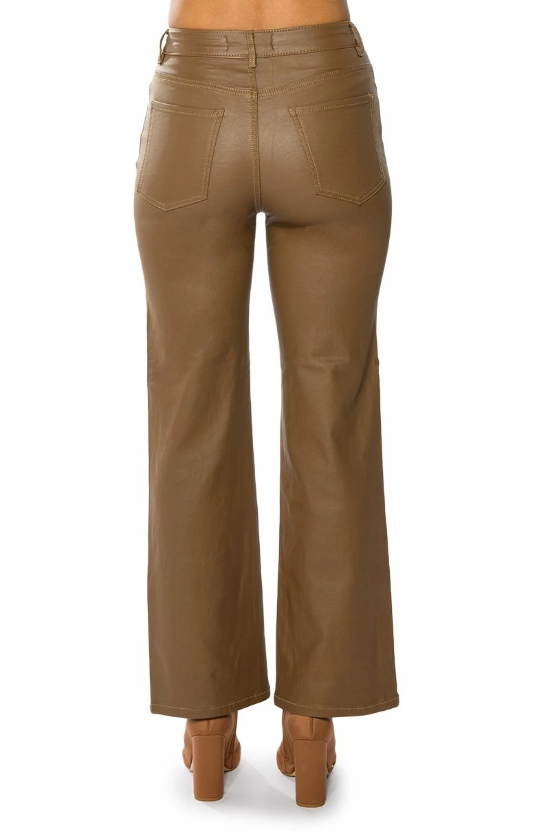 OFF DUTY FLEECE LINED LEATHER LOOK COATED STRAIGHT LEG PANT 6 OFF DUTY FLEECE LINED LEATHER LOOK COATED STRAIGHT LEG PANT - Image 6
