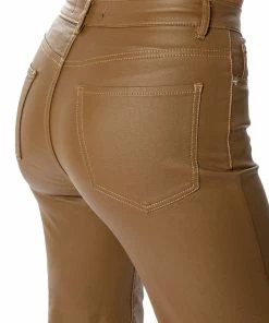 OFF DUTY FLEECE LINED LEATHER LOOK COATED STRAIGHT LEG PANT 13 OFF DUTY FLEECE LINED LEATHER LOOK COATED STRAIGHT LEG PANT -FINESSE-shop off duty fleece lined leather look coated straight leg pant brown 7 7