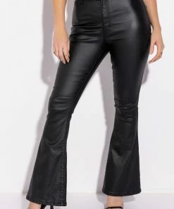 ON DUTY VEGAN LEATHER HIGH RISE FLARE PANTS