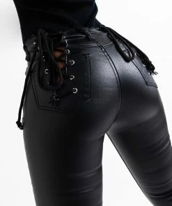 ON DUTY VEGAN LEATHER LACE UP SKINNY PANTS WITH 4 WAY STRETCH 9 ON DUTY VEGAN LEATHER LACE UP SKINNY PANTS WITH 4 WAY STRETCH -FINESSE-shop on duty vegan leather lace up skinny pants black 4
