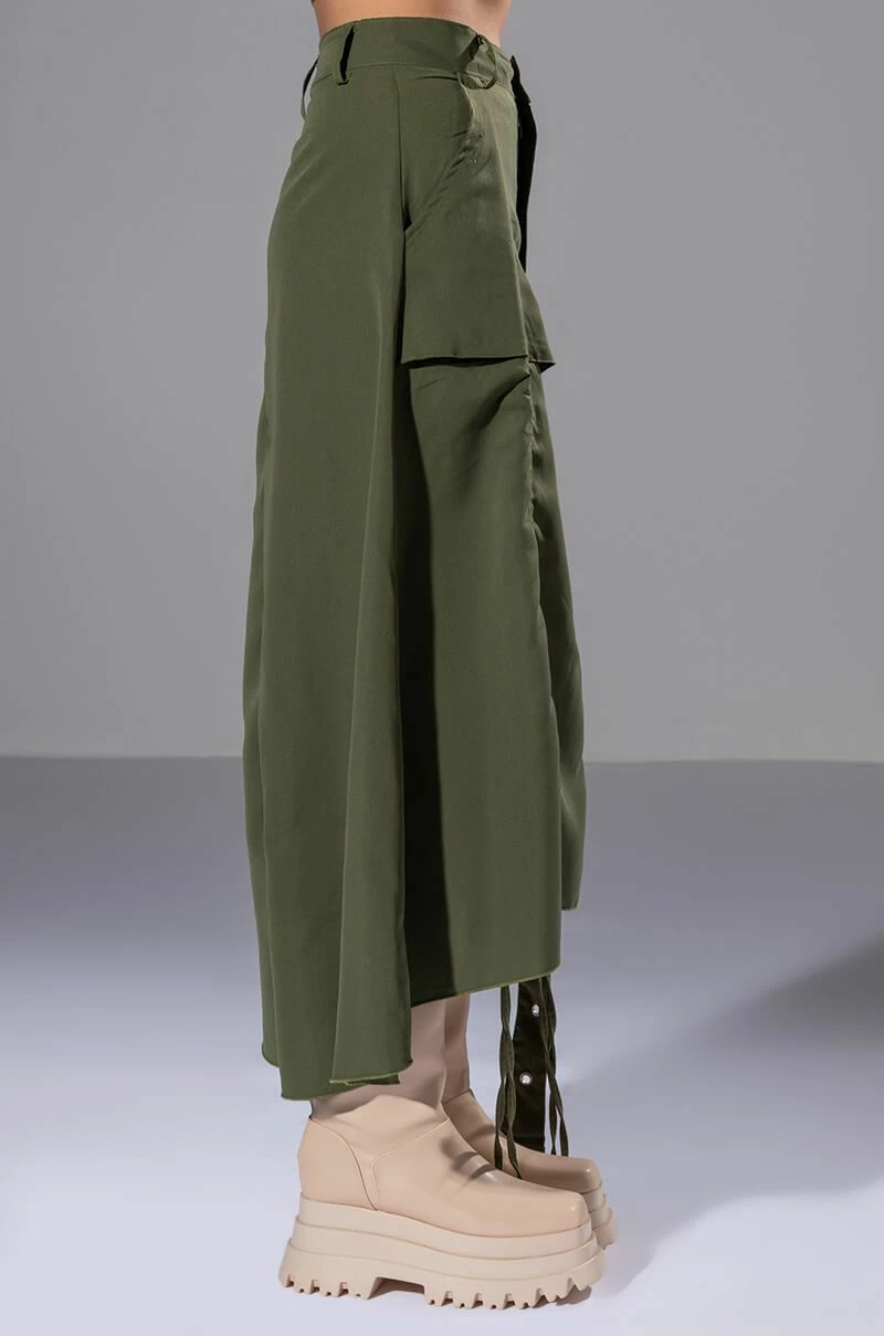 ON THE GO CINCHED OLIVE MIDI SKIRT 7 ON THE GO CINCHED OLIVE MIDI SKIRT - Image 7