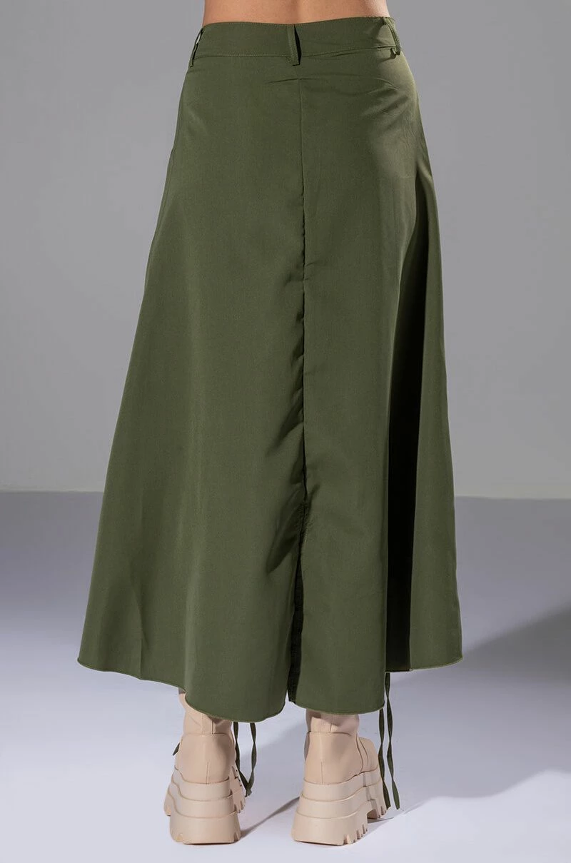 ON THE GO CINCHED OLIVE MIDI SKIRT 8 ON THE GO CINCHED OLIVE MIDI SKIRT - Image 8