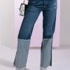 ON THE ROAD AGAIN HIGH RISE STRAIGHT LEG PATCHWORK JEANS