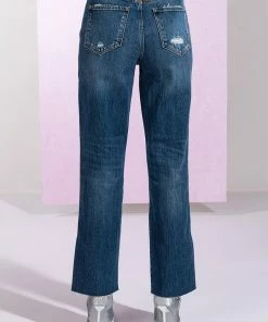 ON THE ROAD AGAIN HIGH RISE STRAIGHT LEG PATCHWORK JEANS -FINESSE-shop on the road again high rise straight leg patchwork jeans medium blue denim 7 7