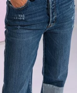 ON THE ROAD AGAIN HIGH RISE STRAIGHT LEG PATCHWORK JEANS -FINESSE-shop on the road again high rise straight leg patchwork jeans medium blue denim 8 8