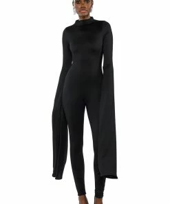 ON TOP DRAMATIC SLEEVE CATSUIT -FINESSE-shop on top dramatic sleeve catsuit black 6 6