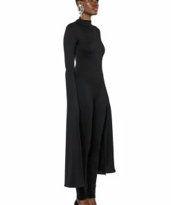 ON TOP DRAMATIC SLEEVE CATSUIT -FINESSE-shop on top dramatic sleeve catsuit black 7 7