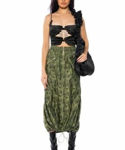 ONE KISS MIDI SKIRT 11 ONE KISS MIDI SKIRT -FINESSE-shop one kiss midi skirt green multi 3 3