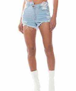 OPPOSITE DIRECTION HIGH WAISTED DENIM SHORTS