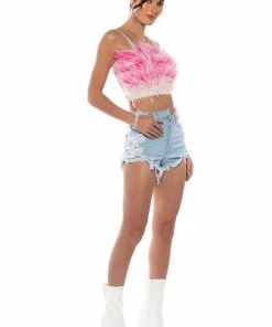 OPPOSITE DIRECTION HIGH WAISTED DENIM SHORTS -FINESSE-shop opposite direction high waisted denim shorts light blue denim 5 5 c1 c1