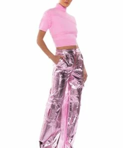 OUT OF THIS WORLD METALLIC CARGO PANTS -FINESSE-shop out of this world metallic cargo pants pink 4 4