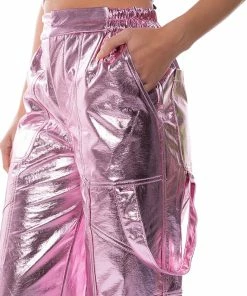 OUT OF THIS WORLD METALLIC CARGO PANTS -FINESSE-shop out of this world metallic cargo pants pink 8 8