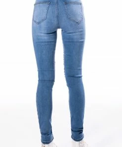 OUTTA THIS WORLD DISTRESSED RHINESTONE HIGH RISE SKINNY JEANS -FINESSE-shop outta this world distressed rhinestone high rise skinny jeans medium blue denim 5 5 c1