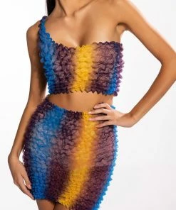 PALOMA TEXTURED MINI SKIRT -FINESSE-shop paloma textured mini skirt blue multi 4 4