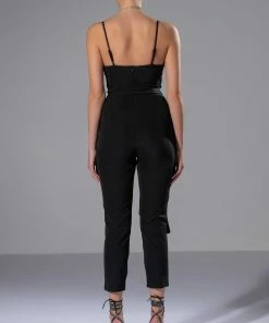 PERFECT FIT SLEEVELESS BELTED JUMPSUIT -FINESSE-shop perfect fit sleeveless belted jumpsuit black 4 4