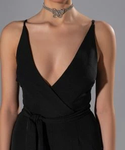 PERFECT FIT SLEEVELESS BELTED JUMPSUIT -FINESSE-shop perfect fit sleeveless belted jumpsuit black 5 5