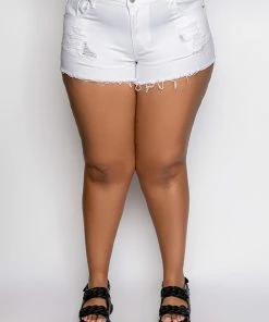 PLUS BELLA VITA DISTRESSED DENIM SHORT -FINESSE-shop plus bella vita distressed denim short white denim 4 4