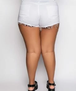 PLUS BELLA VITA DISTRESSED DENIM SHORT -FINESSE-shop plus bella vita distressed denim short white denim 6 6