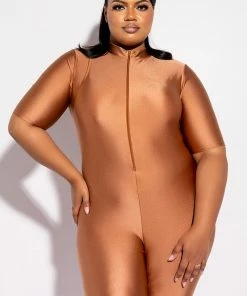 PLUS ON MY TIME MOCK NECK ROMPER