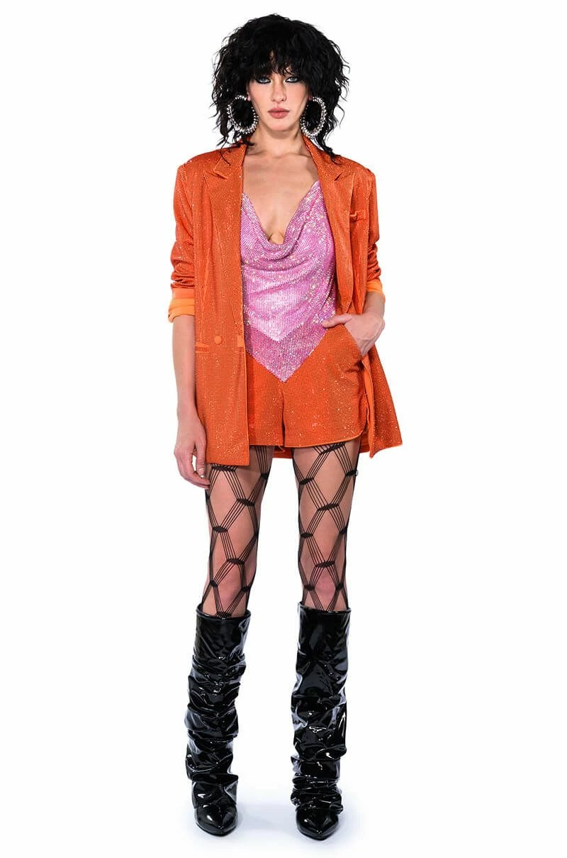 POP STAR SHINE BRIGHT RHINESTONE HOT SHORT IN ORANGE 11 POP STAR SHINE BRIGHT RHINESTONE HOT SHORT IN ORANGE - Image 11