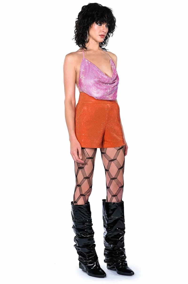 POP STAR SHINE BRIGHT RHINESTONE HOT SHORT IN ORANGE 13 POP STAR SHINE BRIGHT RHINESTONE HOT SHORT IN ORANGE - Image 13