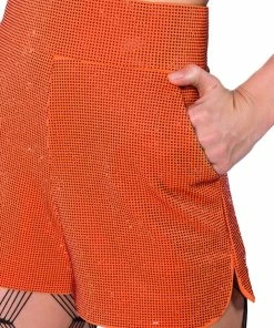POP STAR SHINE BRIGHT RHINESTONE HOT SHORT IN ORANGE 33 POP STAR SHINE BRIGHT RHINESTONE HOT SHORT IN ORANGE -FINESSE-shop pop star shine bright rhinestone hot short in orange orange 17 17