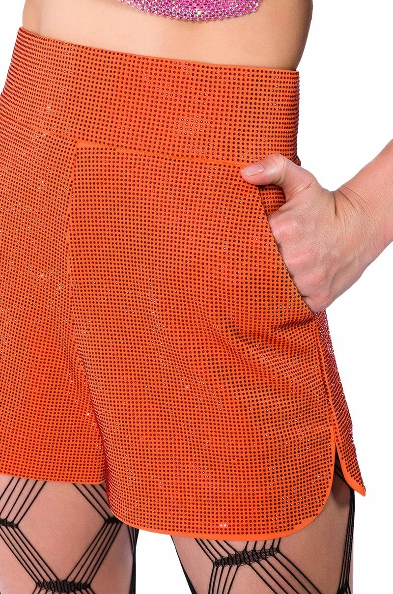 POP STAR SHINE BRIGHT RHINESTONE HOT SHORT IN ORANGE 17 POP STAR SHINE BRIGHT RHINESTONE HOT SHORT IN ORANGE - Image 17