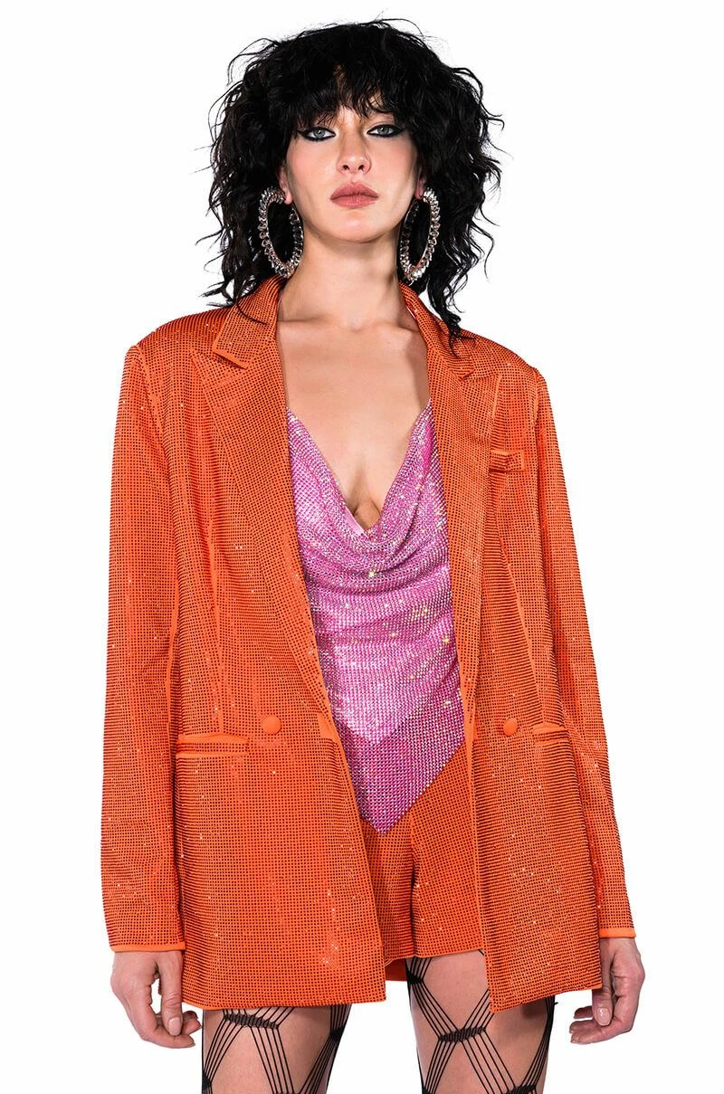 POP STAR SHINE BRIGHT RHINESTONE HOT SHORT IN ORANGE 9 POP STAR SHINE BRIGHT RHINESTONE HOT SHORT IN ORANGE - Image 9