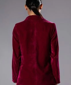 PRETTY IN VELVET DOUBLE BREASTED BLAZER -FINESSE-shop pretty in velvet double breasted blazer fuchsia 4 4