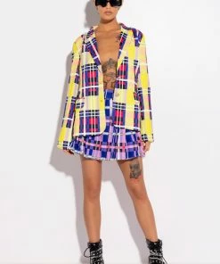 PRIVATE SCHOOL PLEATED MINI SKIRT -FINESSE-shop private school pleated mini skirt purple multi 4 4 c1