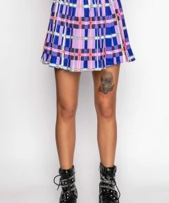 PRIVATE SCHOOL PLEATED MINI SKIRT -FINESSE-shop private school pleated mini skirt purple multi 5 5 c1