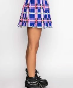 PRIVATE SCHOOL PLEATED MINI SKIRT -FINESSE-shop private school pleated mini skirt purple multi 6 6 c1