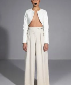 PROVE IT BUCKLE DETAIL WIDE LEG TROUSER 12 PROVE IT BUCKLE DETAIL WIDE LEG TROUSER -FINESSE-shop prove it buckle detail wide leg trouser cream 2 2