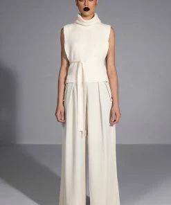 PROVE IT BUCKLE DETAIL WIDE LEG TROUSER 13 PROVE IT BUCKLE DETAIL WIDE LEG TROUSER -FINESSE-shop prove it buckle detail wide leg trouser cream 3 3