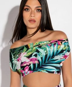 QUALITY TIME FLORAL HALTER TOP