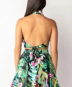 QUALITY TIME FLORAL HALTER TOP -FINESSE-shop quality time floral halter top black multi 6 6