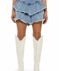 QUE BAILES CON MIGO DENIM LAYERED MINI SKIRT
