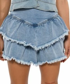 QUE BAILES CON MIGO DENIM LAYERED MINI SKIRT 11 QUE BAILES CON MIGO DENIM LAYERED MINI SKIRT -FINESSE-shop que bailes con migo denim layered mini skirt light blue denim 3 3