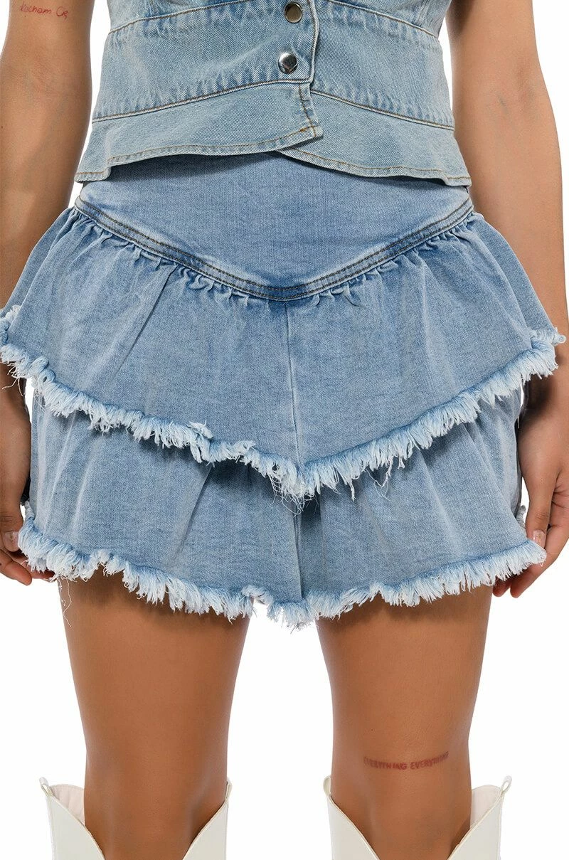 QUE BAILES CON MIGO DENIM LAYERED MINI SKIRT 3 QUE BAILES CON MIGO DENIM LAYERED MINI SKIRT - Image 3