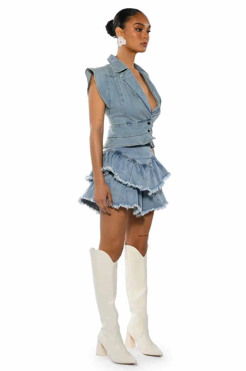 QUE BAILES CON MIGO DENIM LAYERED MINI SKIRT 5 QUE BAILES CON MIGO DENIM LAYERED MINI SKIRT - Image 5