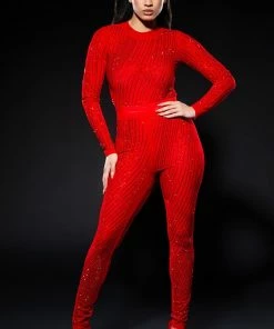 QUEEN OF LOVE RHINESTONE LEGGING -FINESSE-shop queen of love rhinestone legging red 3 3