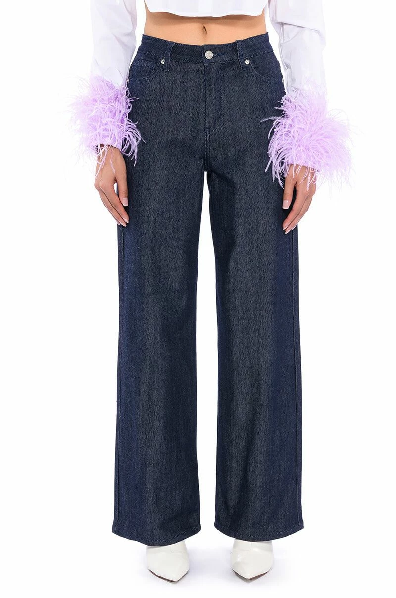 RAW DENIM WIDE LEG JEANS 1 RAW DENIM WIDE LEG JEANS