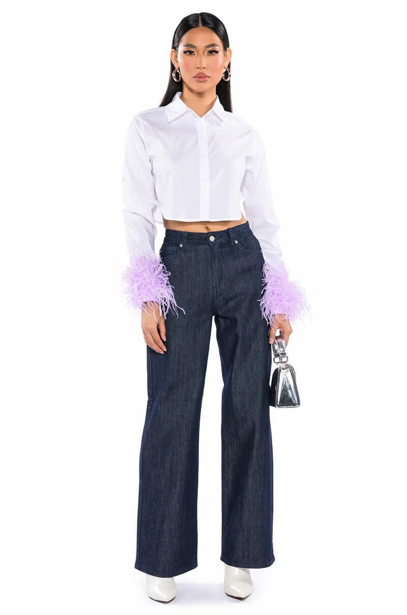 RAW DENIM WIDE LEG JEANS 2 RAW DENIM WIDE LEG JEANS - Image 2