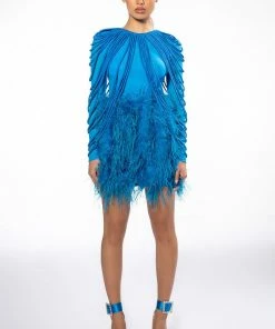 REAL OSTRICH FEATHERS MINI SKIRT 23 REAL OSTRICH FEATHERS MINI SKIRT -FINESSE-shop real ostrich feathers mini skirt blue 12 12