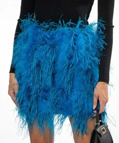 REAL OSTRICH FEATHERS MINI SKIRT 14 REAL OSTRICH FEATHERS MINI SKIRT -FINESSE-shop real ostrich feathers mini skirt blue 3 3