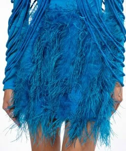REAL OSTRICH FEATHERS MINI SKIRT 15 REAL OSTRICH FEATHERS MINI SKIRT -FINESSE-shop real ostrich feathers mini skirt blue 4 4