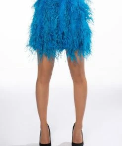 REAL OSTRICH FEATHERS MINI SKIRT 19 REAL OSTRICH FEATHERS MINI SKIRT -FINESSE-shop real ostrich feathers mini skirt blue 8 8